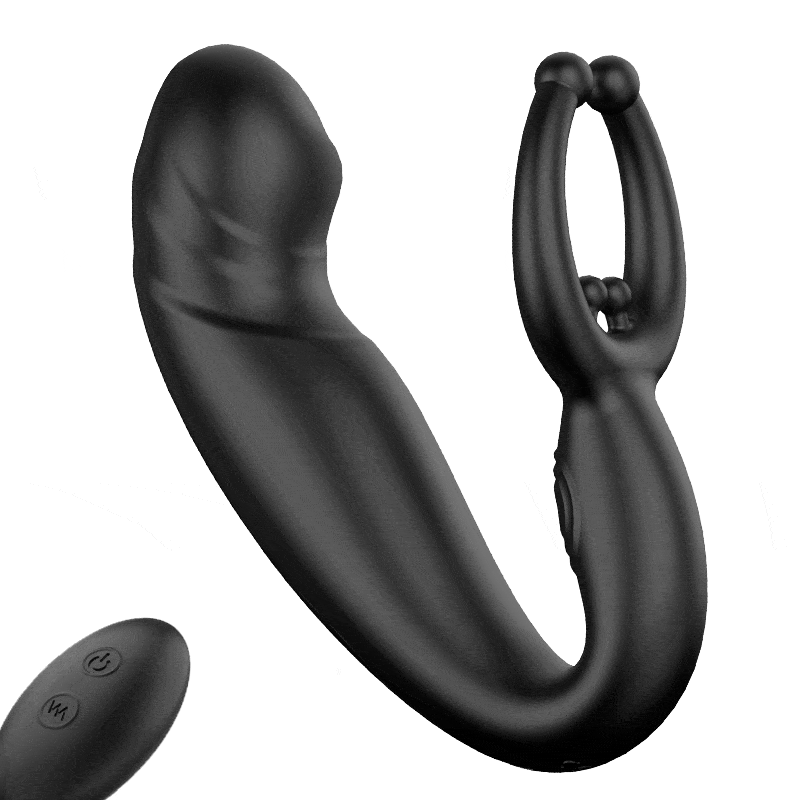 Acmejoy - Bead Massage Multifunctional 9 Vibrating Prostate Anal Plug Solo Male Prostate Massager